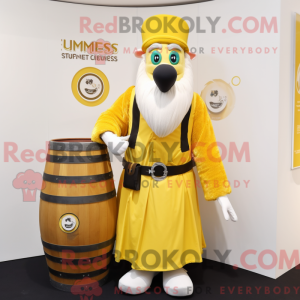 Maskot-karakter av en gul...