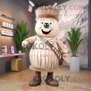Mascot character of a Beige...
