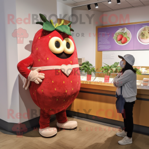 Tan Strawberry mascot costume character dressed with a Cover-up and Watches