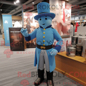Maskotfigur af en himmelblå...