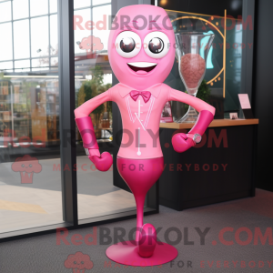 Mascottefiguur van een roze...