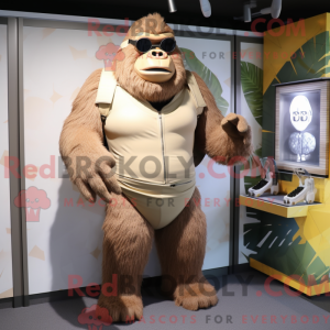 Maskotkarakter beżowy goryl...