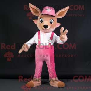 Mascottefiguur van een roze...