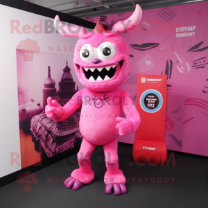 Pink Demon mascotte kostuum...