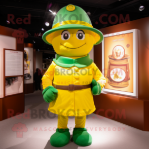 Lemon Yellow Leprechaun Hat mascot costume character dressed with a Turtleneck and Belts