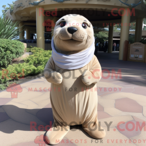 Mascot character of a Beige...