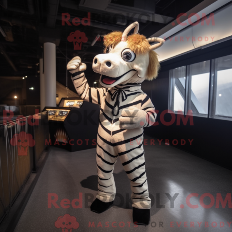 Máscara de cor bege com capuz e body e sløyfe - Mascotes zebra - REBROKO_372475 - RedBrokoly.com