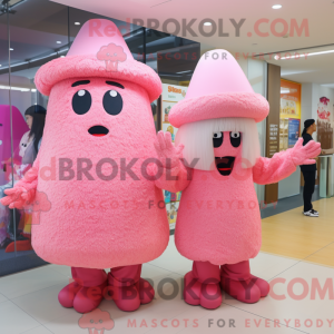 Maskotkarakter av en Pink...