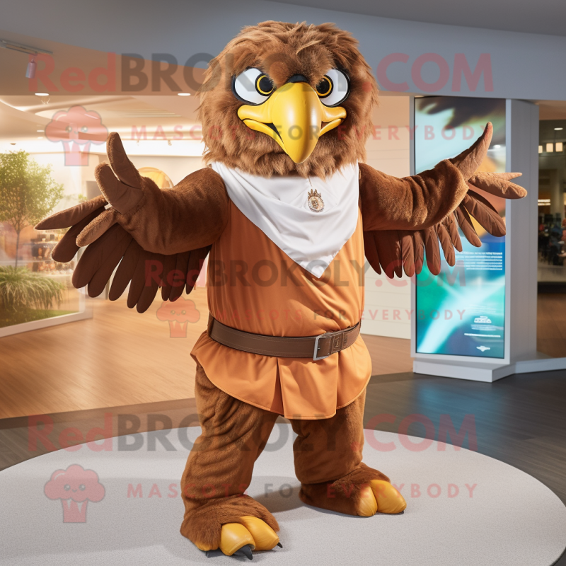 Brown Eagle mascot costume character dressed with a Poplin Shirt and Wraps Brown Eagle mascot costume character dressed with a Poplin Shirt and Wraps