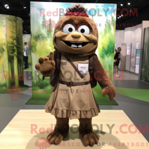 Mascot character of a Brown...