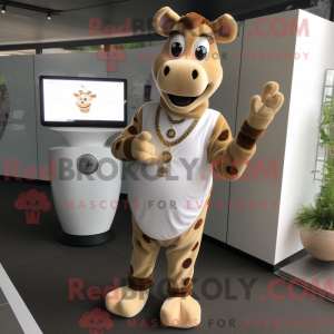 Maskot-karakter av en beige...