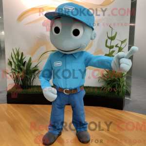 Mascot character of a Cyan...