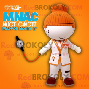 Maskotfigur af en orange...