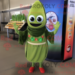 Fantasia de mascote das Enchiladas Verde Oliva com vestido envelope e gorros - Enchiladas mascotes - RedBrokoly.com