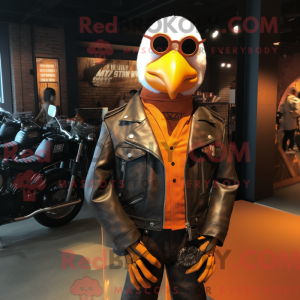 Maskotfigur af en orange...