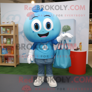 Maskotkarakter av et cyan...