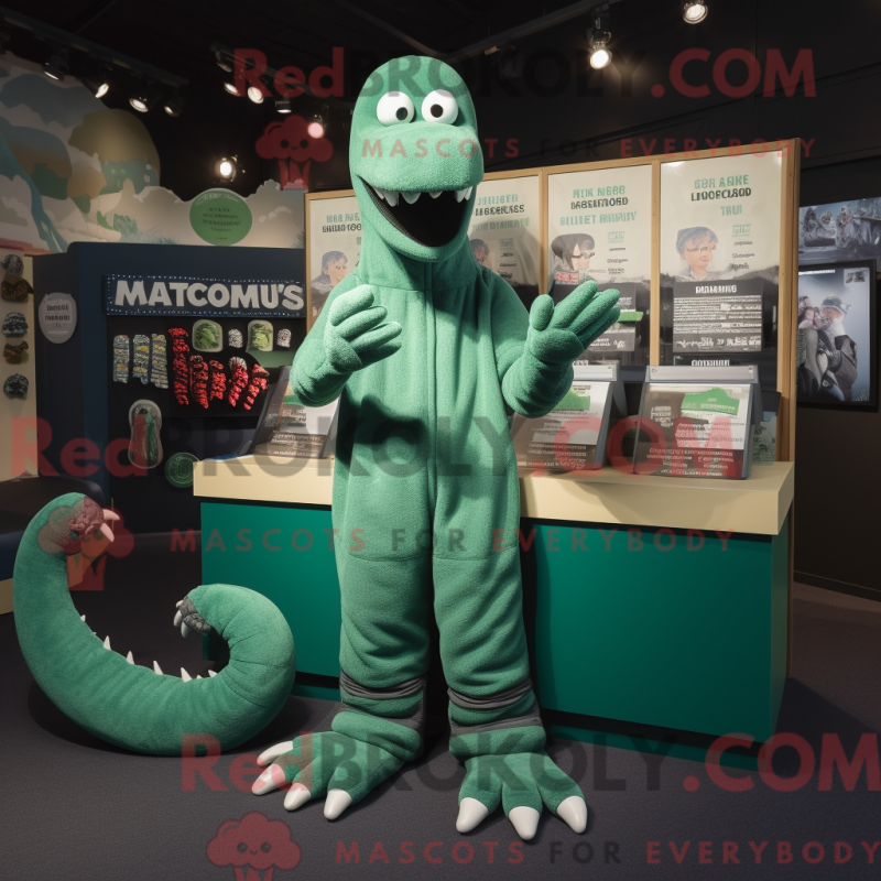 Figura de máscara do monstro do Lago Ness com macacão e eleitor - Mascotes Monstros do Lago Ness - RedBrokoly.com
