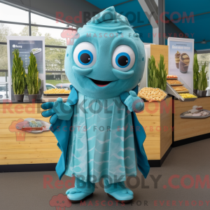 Maskotfigur av en Teal Fish...