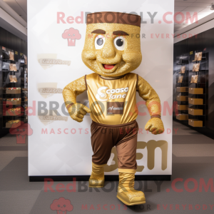 Maskot karakter af en guld...