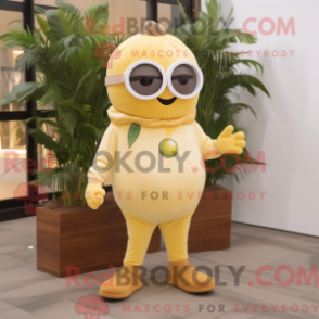 Fantasia de mascote de um Limão Tan com macacão e óculos - Mascotes de limão - REBROKO_372966 - RedBrokoly.com