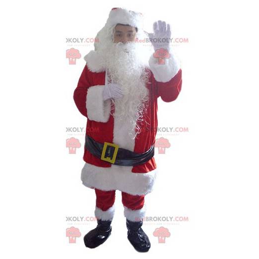 Disfraz de Papá Noel con barba y todos los accesorios. -