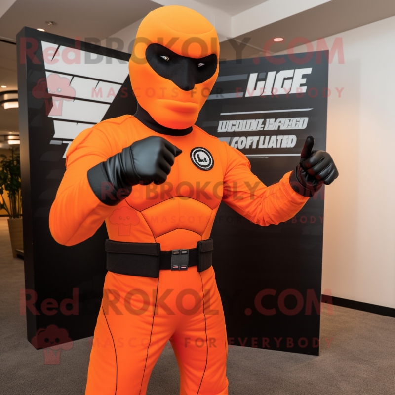 Orange Gi Joe mascot costume character dressed with a Suit Pants and Watches