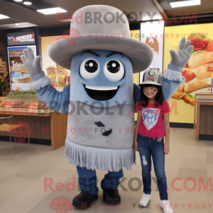 Maskot karaktär av en grå...