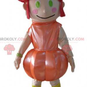 Mascot meisje met rood haar en een oranje jurk - Redbrokoly.com