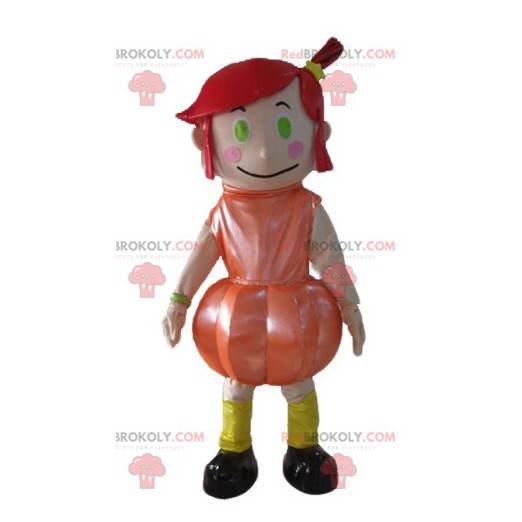 Mascot girl with red hair with an orange dress - Redbrokoly.com