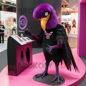 Magenta Crow maskot kostume...