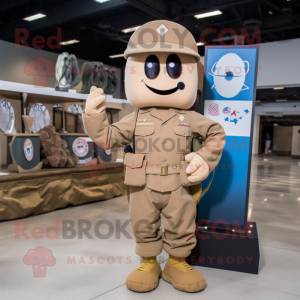Tan American Soldier mascot costume character dressed with a A-Line Dress and Keychains