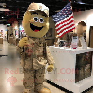 Tan American Soldier maskot...