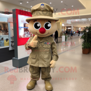 Tan American Soldier mascot costume character dressed with a A-Line Dress and Keychains