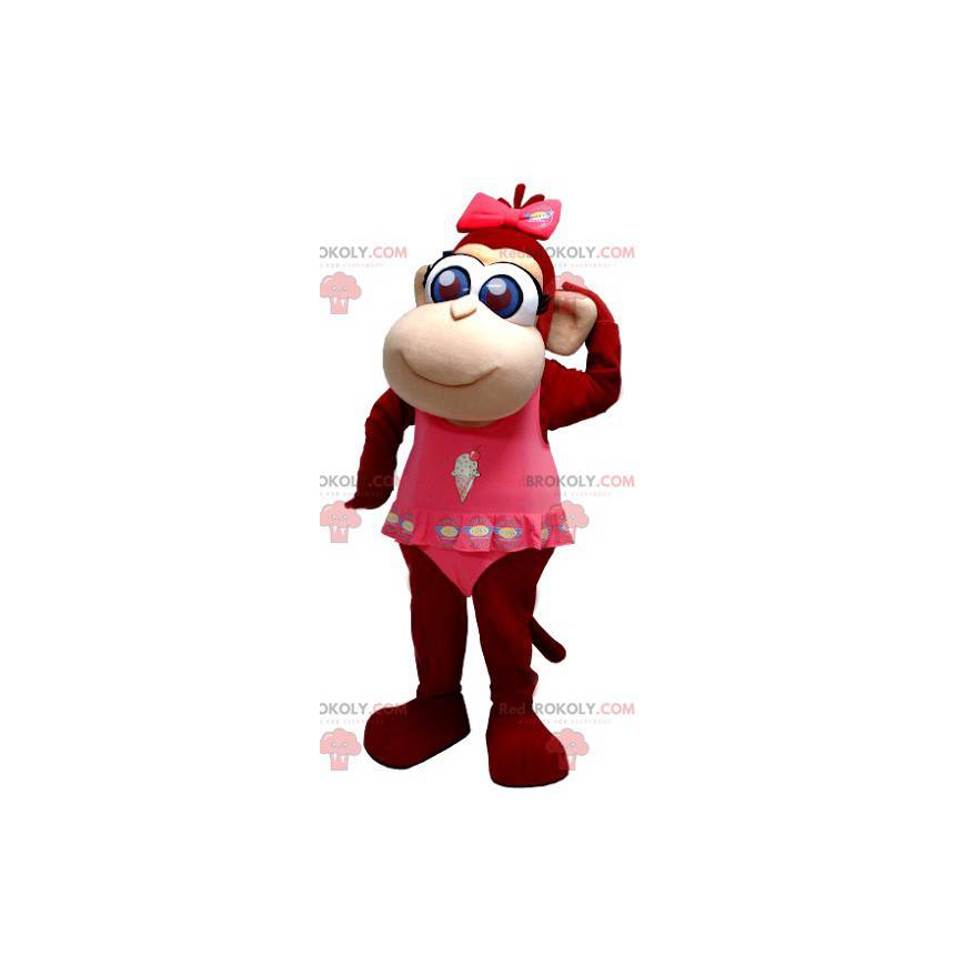 Mascote fofo macaco marrom com olhos azuis - Redbrokoly.com