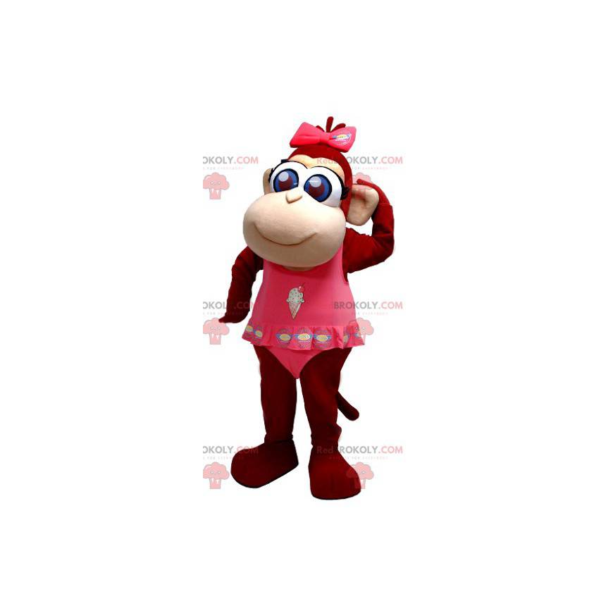 Maskot sød brun abe med blå øjne - Redbrokoly.com