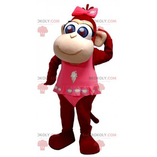 Mascotte de joli singe marron aux yeux bleus - Redbrokoly.com