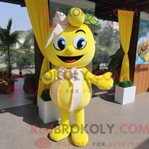 Mascottefiguur van een gele...