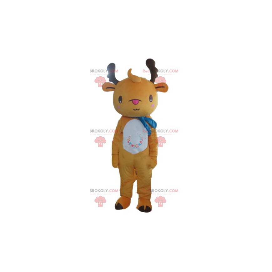 Mascota de reno de peluche marrón y blanco - Redbrokoly.com Mascota de reno de peluche marrón y blanco - Redbrokoly.com
