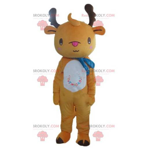 Mascote de rena de pelúcia marrom e branca - Redbrokoly.com