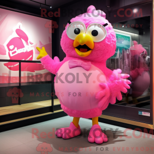 Maskotkarakter af en Pink...