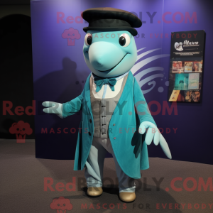 Maskot karakter af en Cyan...