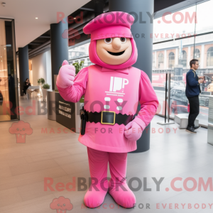 Mascottefiguur van een roze...