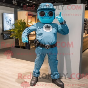 Mascot character of a Cyan...
