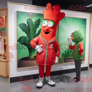 Mascottefiguur van een rode...