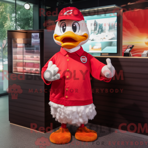 Mascottefiguur van een rode...