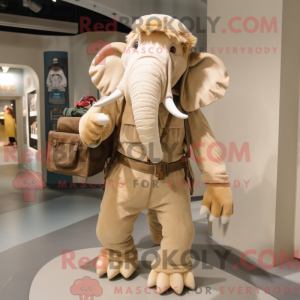 Maskotkarakter af en beige...