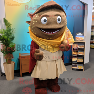 Maskot-karakter av en brun...