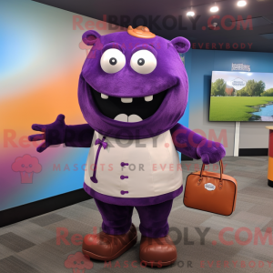 Maskot karakter af en lilla...