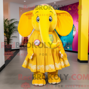 Mascottefiguur van een gele...