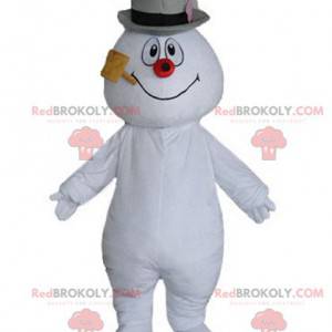 Sneeuwpopmascotte met een hoed en een pijp - Redbrokoly.com